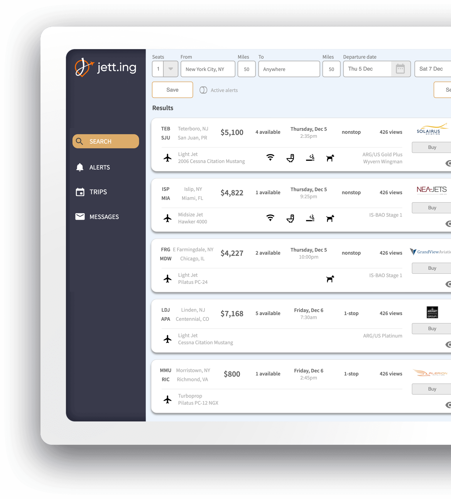 jetting-search software-mockup